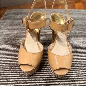 Michael Kors Tan Platform Peep-Toe Heels